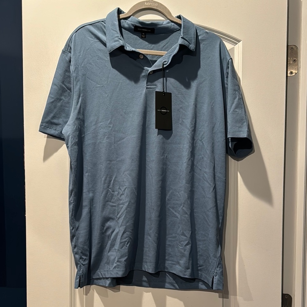 NWT! westzeroone Men's Blue Polo Shirt